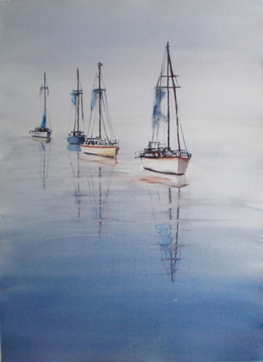 Peinture intitulée "boats" par Giorgio Gosti, Œuvre d'art originale, Aquarelle