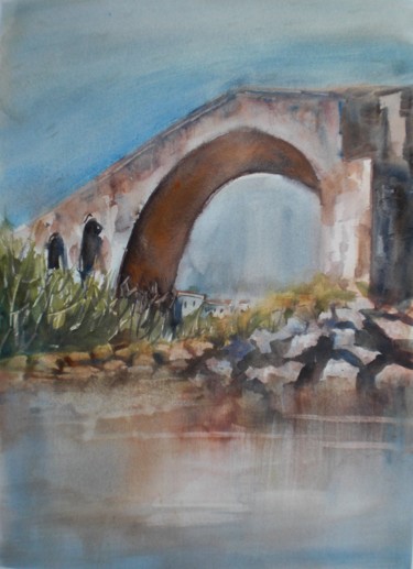 Peinture intitulée "the bridge" par Giorgio Gosti, Œuvre d'art originale, Aquarelle