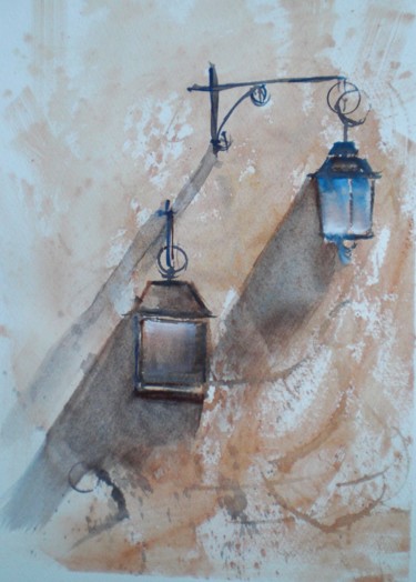 Malerei mit dem Titel "lamps" von Giorgio Gosti, Original-Kunstwerk, Aquarell