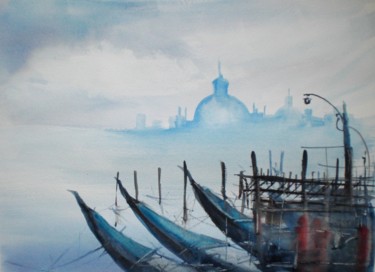 Pittura intitolato "gondolas in Venice" da Giorgio Gosti, Opera d'arte originale, Acquarello