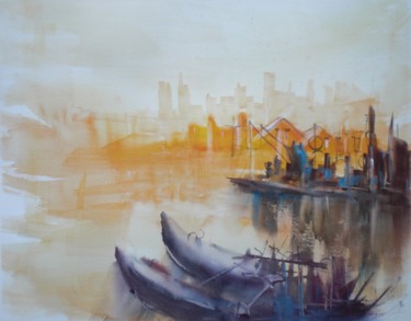 Peinture intitulée "fishermen" par Giorgio Gosti, Œuvre d'art originale, Aquarelle