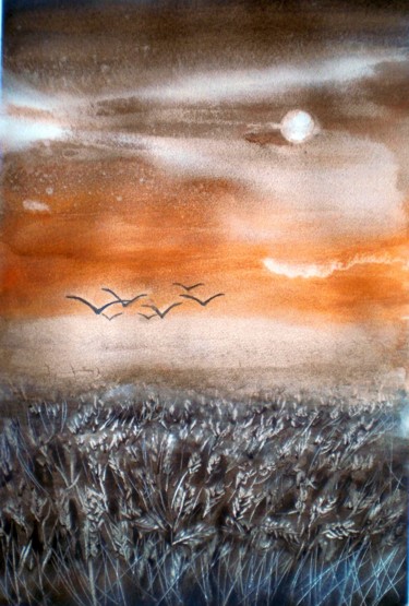 Peinture intitulée "wheat field" par Giorgio Gosti, Œuvre d'art originale, Aquarelle