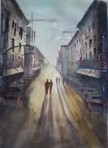 Painting titled "an imaginary city 4" by Giorgio Gosti, Original Artwork, Watercolor
