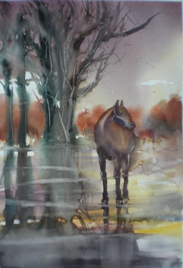Peinture intitulée "horse" par Giorgio Gosti, Œuvre d'art originale, Aquarelle