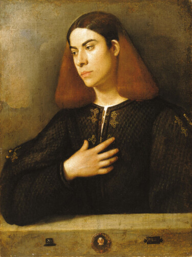 Malarstwo zatytułowany „Portrait d'un jeune…” autorstwa Giorgione, Oryginalna praca, Olej