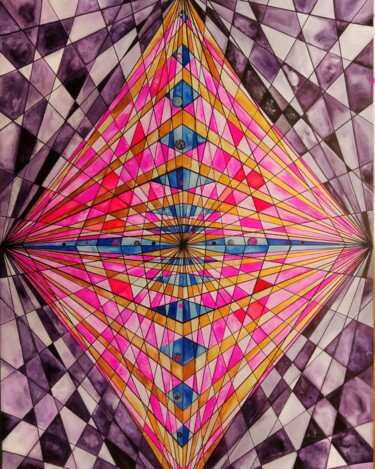 Pintura intitulada "Rhombus pink in the…" por Giorgio Sciarretta, Obras de arte originais, Acrílico