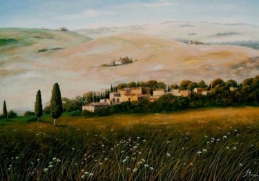 Pittura intitolato "antico borgo toscano" da Giorgio Stocco, Opera d'arte originale