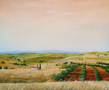 Pittura intitolato "campagna toscana" da Giorgio Stocco, Opera d'arte originale