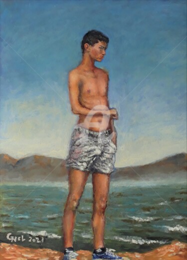 Painting titled "Figure105" by Giorgos Ncl, Original Artwork, Oil