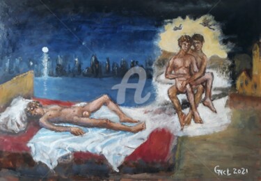 Pittura intitolato "Dreams" da Giorgos Ncl, Opera d'arte originale, Olio