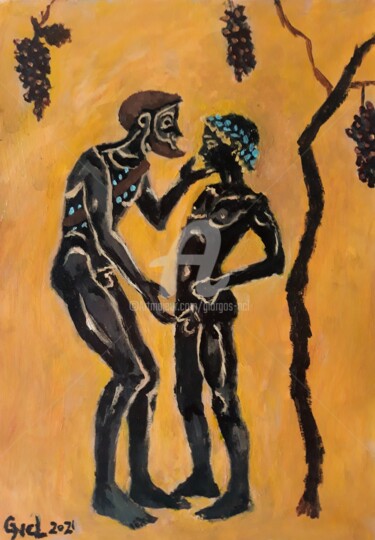 Painting titled "Greek lovers2" by Giorgos Ncl, Original Artwork, Oil