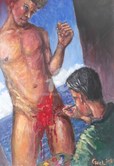 Schilderij getiteld "The painter" door Giorgos Ncl, Origineel Kunstwerk, Acryl