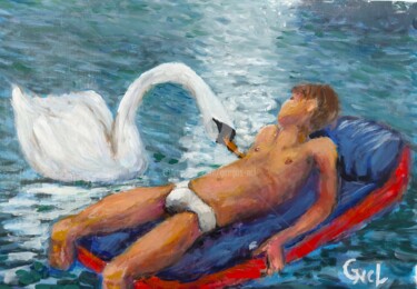 绘画 标题为“Swan's kiss” 由Giorgos Νcl, 原创艺术品, 油