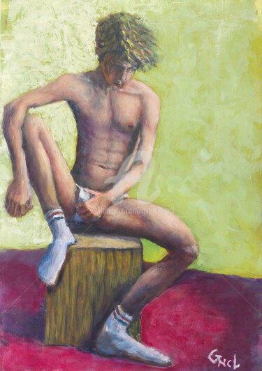 Malerei mit dem Titel "Portrait 201" von Giorgos Ncl, Original-Kunstwerk, Öl
