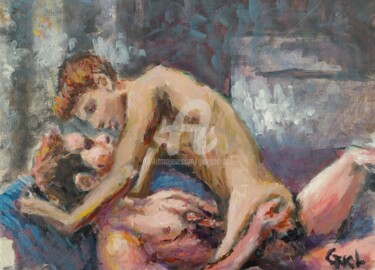Pittura intitolato "Erotic" da Giorgos Ncl, Opera d'arte originale, Olio