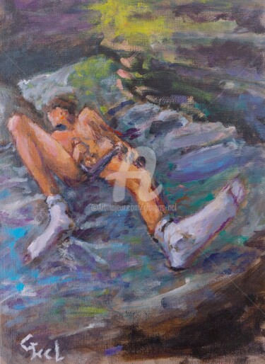 Painting titled "Sleeping 03" by Giorgos Ncl, Original Artwork, Oil
