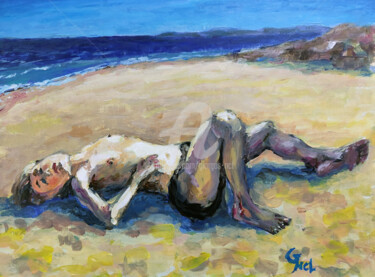 Painting titled "Under the sun" by Giorgos Ncl, Original Artwork, Acrylic Mounted on Cardboard