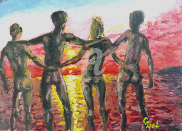 Painting titled "Lovers" by Giorgos Ncl, Original Artwork, Oil