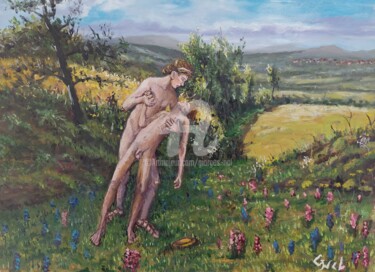 Pittura intitolato "The death of Hyacin…" da Giorgos Ncl, Opera d'arte originale, Olio