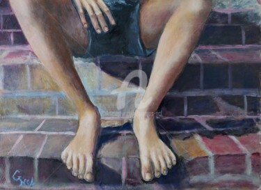 Painting titled "Steps" by Giorgos Νcl, Original Artwork, Oil