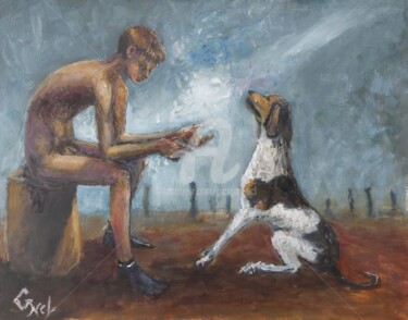 Painting titled "Devotion" by Giorgos Ncl, Original Artwork, Oil