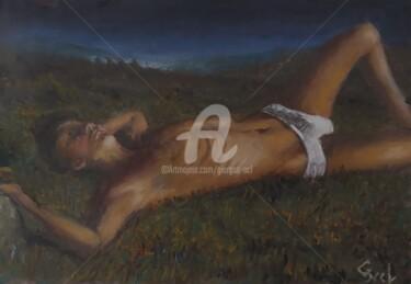 Картина под названием "Resting" - Giorgos Νcl, Подлинное произведение искусства, Масло