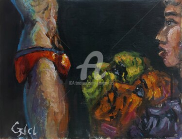 Painting titled "Model" by Giorgos Ncl, Original Artwork, Acrylic