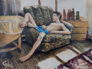 Painting titled "Resting." by Giorgos Ncl, Original Artwork, Oil
