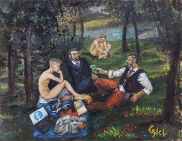 绘画 标题为“Luncheon on the gra…” 由Giorgos Νcl, 原创艺术品, 油