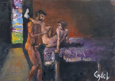 Pintura titulada "On the table" por Giorgos Ncl, Obra de arte original, Oleo