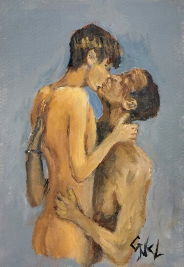 Painting titled "Kissing 301" by Giorgos Ncl, Original Artwork, Oil