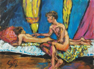 Peinture intitulée "Caress" par Giorgos Ncl, Œuvre d'art originale, Acrylique