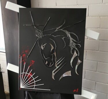 Painting titled "Horse" by Giorgos Papadopoulos (A. Gio), Original Artwork, Metals