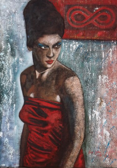 Painting titled "Ragazza in rosso" by Giosi Costan, Original Artwork, Oil