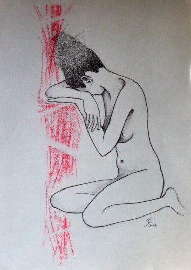 Drawing titled "Figura" by Giosi Costan, Original Artwork, Graphite