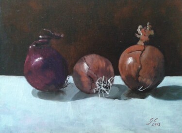 Painting titled "Cipolle" by Giosi Costan, Original Artwork, Oil