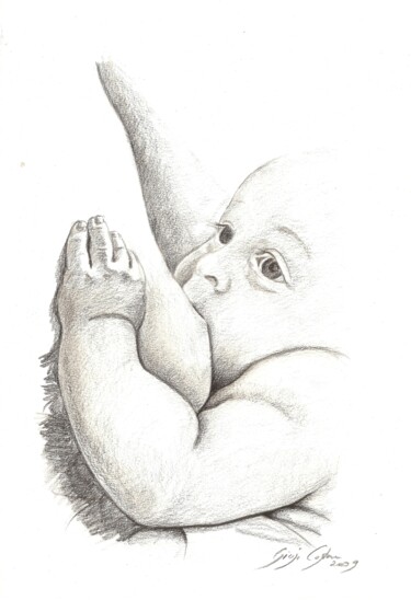 Desenho intitulada "Maternità Disegno N…" por Giosi Costan, Obras de arte originais, Grafite