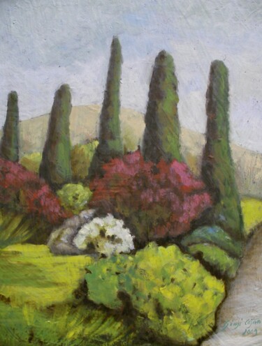 Painting titled "Giardini di Ninfa" by Giosi Costan, Original Artwork, Oil