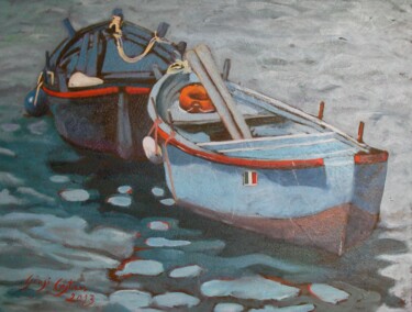 「Barche」というタイトルの絵画 Giosi Costanによって, オリジナルのアートワーク, オイル
