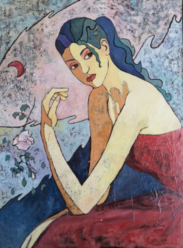 Peinture intitulée "La rosa caduta" par Giosi Costan, Œuvre d'art originale, Huile