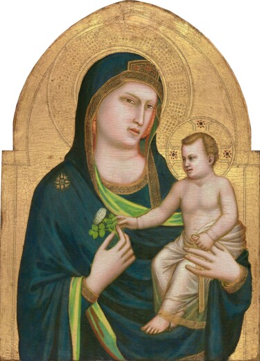 Peinture intitulée "La Madonne à l'enfa…" par Giotto, Œuvre d'art originale, Huile