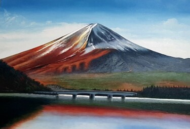 Pittura intitolato "Monte Fuji" da Giovana Cesca, Opera d'arte originale, Olio