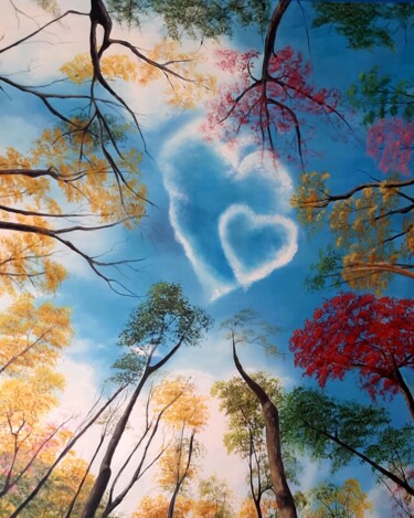 Картина под названием "Natureza in Love" - Giovana Cesca, Подлинное произведение искусства, Масло