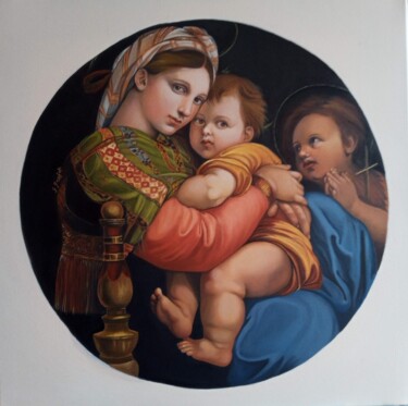 Schilderij getiteld "Riproduzione" door Giovanna Garofalo, Origineel Kunstwerk, Olie Gemonteerd op Frame voor houten brancard