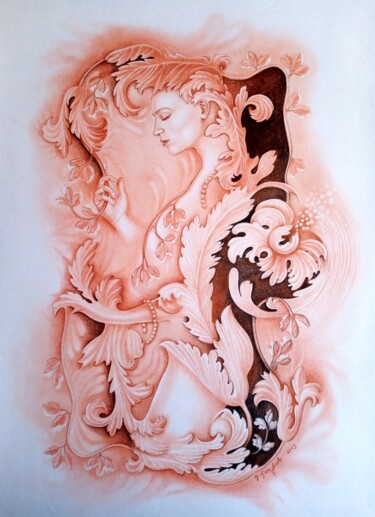 Dibujo titulada "Acanto, la ninfa am…" por Giovanna Garofalo, Obra de arte original, Conté