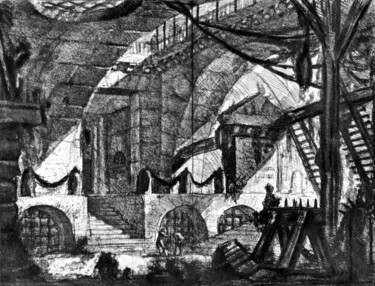 Prenten & gravures getiteld "Le Chevalet" door Giovanni Battista Piranesi, Origineel Kunstwerk, Gravure