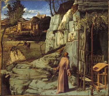 Pintura intitulada "Saint Francis in th…" por Giovanni Bellini, Obras de arte originais, Têmpera