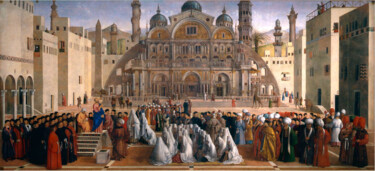 Pintura titulada "Sermon of St Mark i…" por Giovanni Bellini, Obra de arte original, Oleo