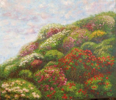 Pittura intitolato "Burcina - Rododendri" da Giovanni Boggio, Opera d'arte originale