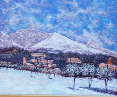 Pittura intitolato "Nevicata a Camburza…" da Giovanni Boggio, Opera d'arte originale